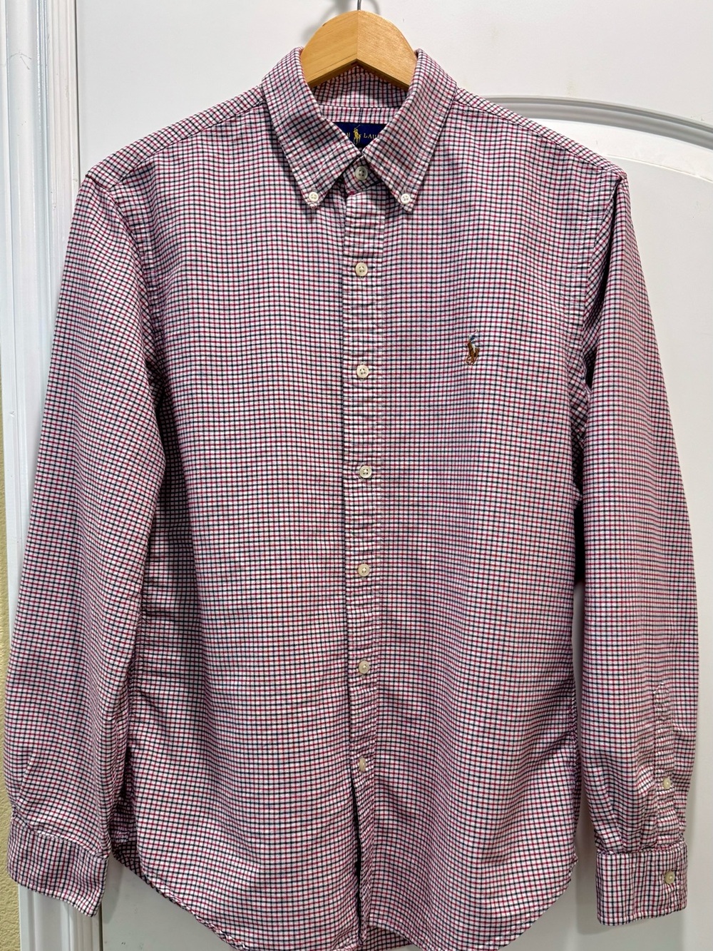 Ralph Lauren Red and White Checked Button-Down Shirt